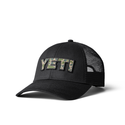 Yeti Camo Logo Badge Low Pro Trucker Hat - Black