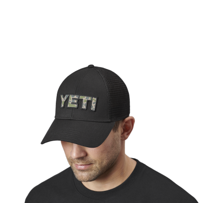 Yeti Camo Logo Badge Low Pro Trucker Hat - Black