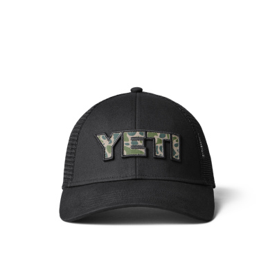 Yeti Camo Logo Badge Low Pro Trucker Hat - Black