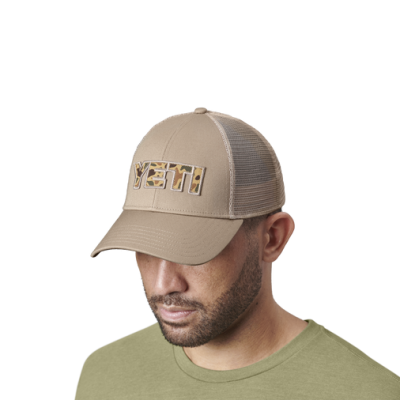 Yeti Camo Logo Badge Trucker Hat - Khaki