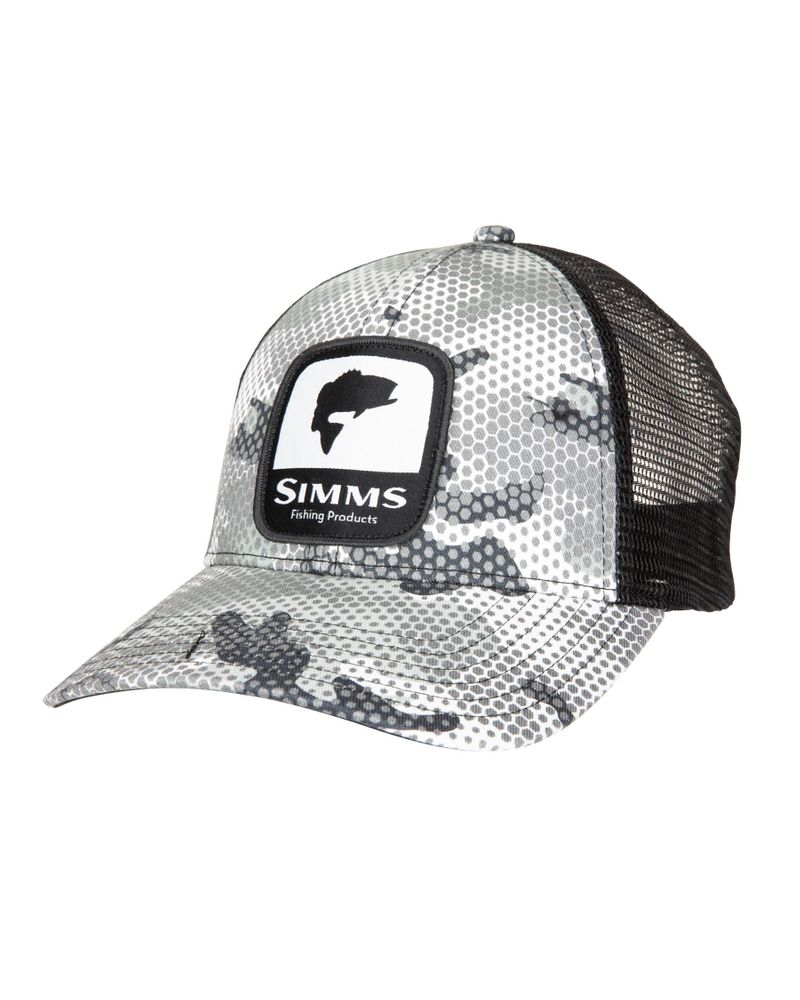 Simms Bass Patch Trucker - Hex Flo Camo Steel SeriousFishing.com