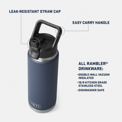 Yeti Rambler 26oz Straw Bottle - Navy